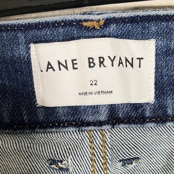 NWOT Lane Bryant High Rise Skinny Curvy Fit Distressed Jeans Size 22 Dark Wash - Picture 7 of 11